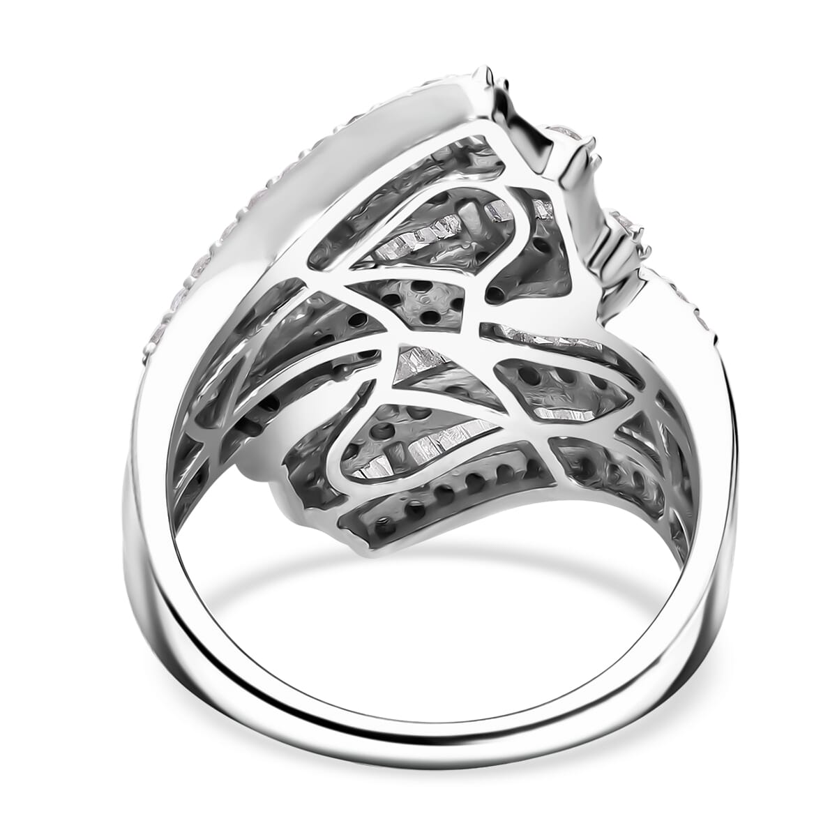 Diamond 2.00 ctw Bypass Ring in Platinum Over Sterling Silver (Size 6.0) image number 3