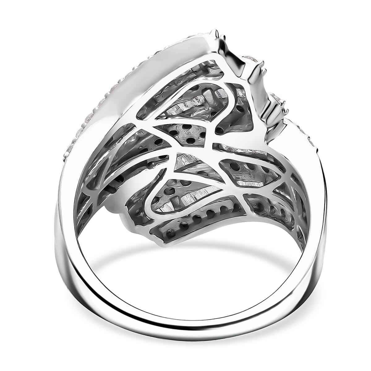 Diamond 2.00 ctw Bypass Ring in Platinum Over Sterling Silver (Size 8.0) image number 3