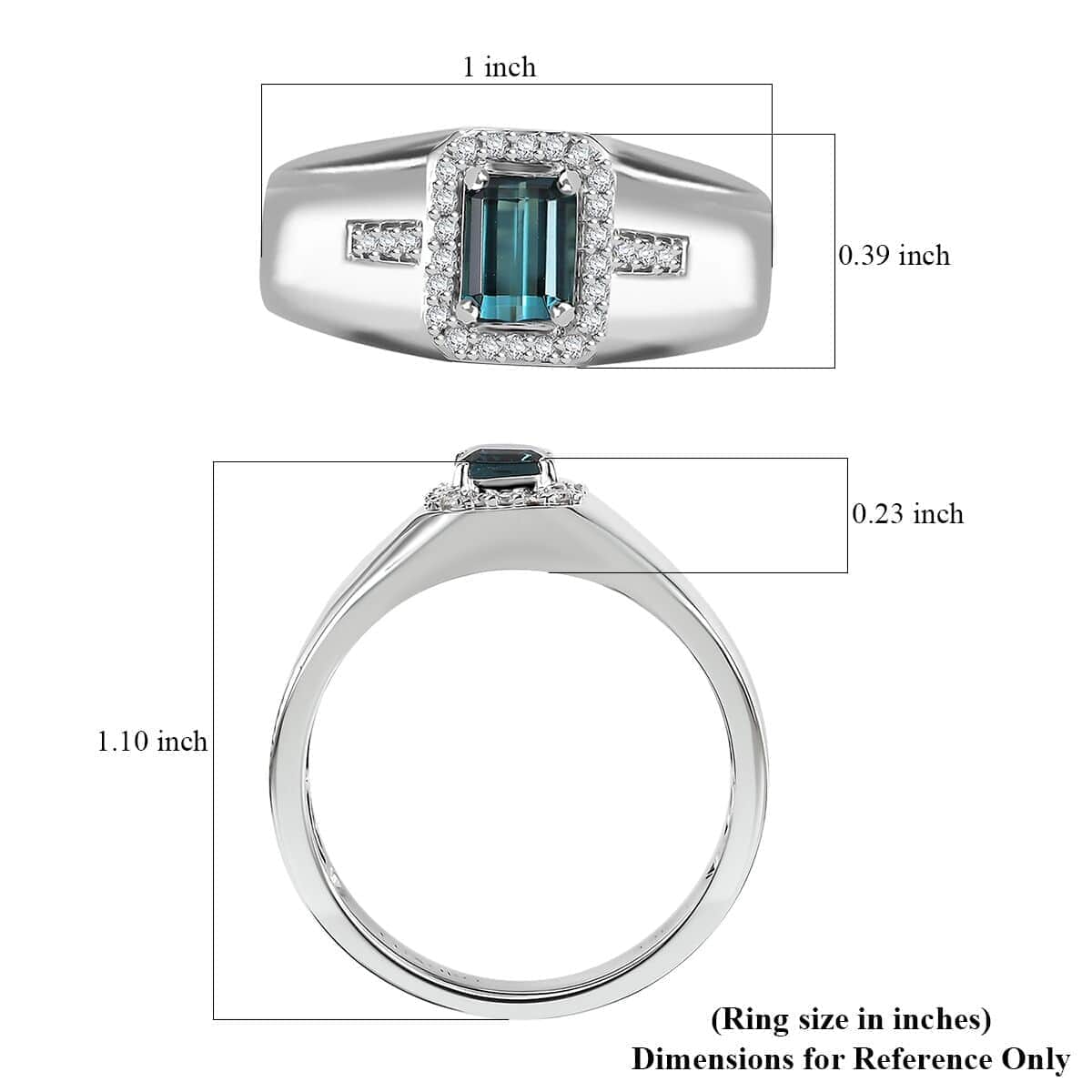 Luxoro AAA Pirineu Lagoon Tourmaline and G-H I2 Diamond 0.90 ctw Men's Ring in 14K White Gold (Size 10.0) 7 Grams image number 5