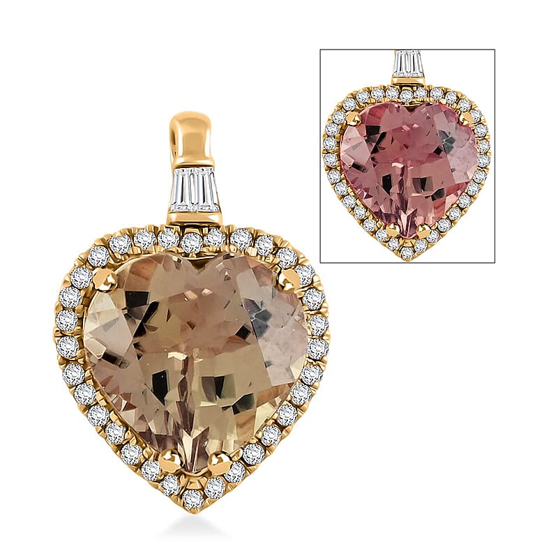 Certified & Appraised Luxoro AAA Turkizite and G-H, I2 Diamond 7.05 ctw Pendant without Chain in 14K Yellow Gold