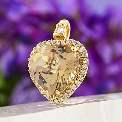 Certified & Appraised Luxoro AAA Turkizite and G-H, I2 Diamond 7.05 ctw Pendant without Chain in 14K Yellow Gold