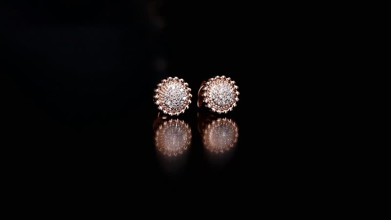 Natural Pink Diamond 0.15 ctw Blooming Floral Earrings in Vermeil Rose Gold Over Sterling Silver