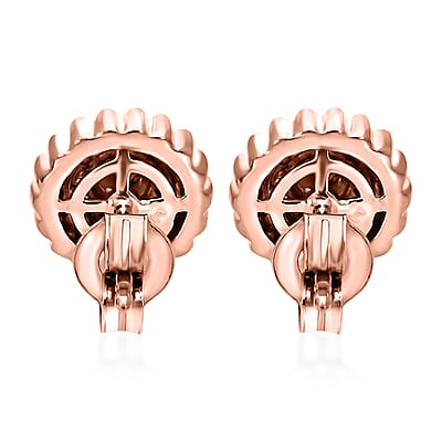 Natural Pink Diamond 0.15 ctw Blooming Floral Earrings in Vermeil Rose Gold Over Sterling Silver