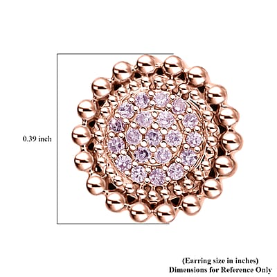 Natural Pink Diamond 0.15 ctw Blooming Floral Earrings in Vermeil Rose Gold Over Sterling Silver