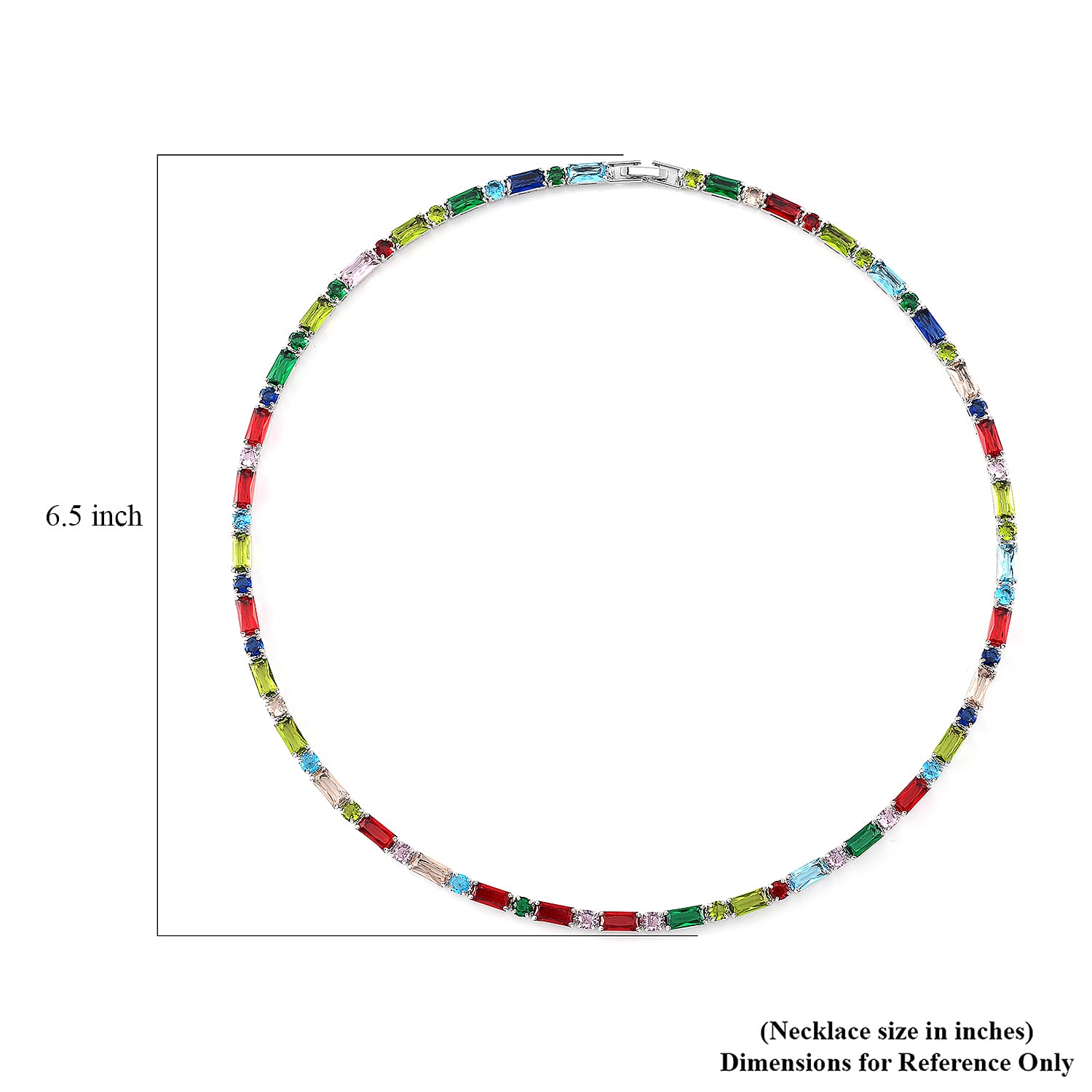 Simulated Multi Color Diamond 50.00 ctw Tennis Necklace in Silvertone 20 Inches