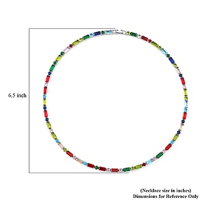 Simulated Multi Color Diamond 50.00 ctw Tennis Necklace in Silvertone 20 Inches