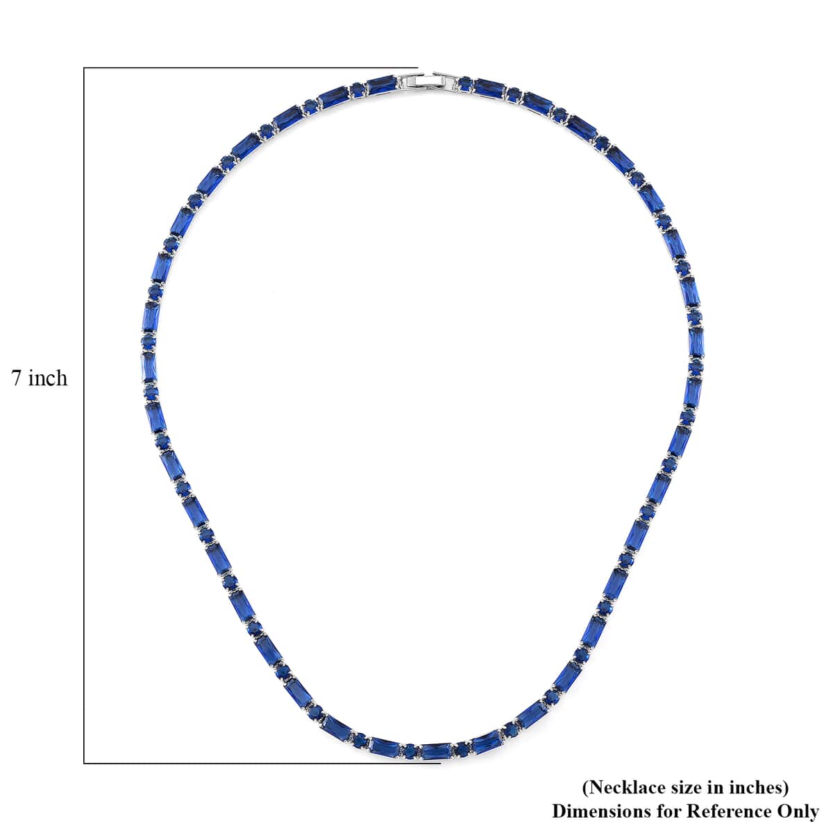 Doorbuster Simulated Blue Diamond 50.00 ctw Tennis Necklace in Silvertone 20 Inches image number 5