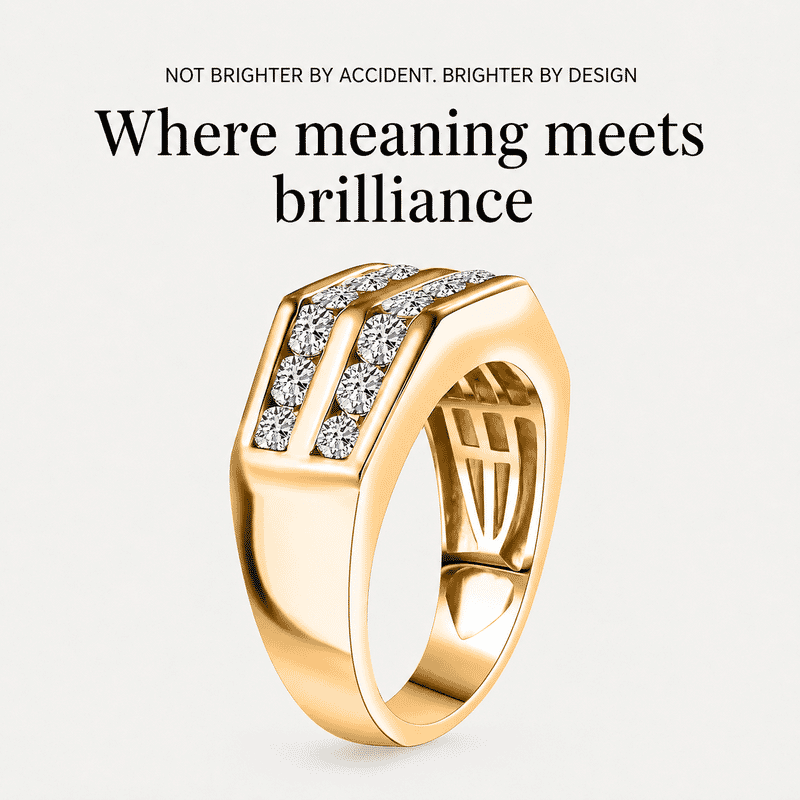 Luxuriant Lab Grown Diamond SI 2.00 ctw Men's Ring in 18K Vermeil Yellow Gold Over Sterling Silver (Size 10.0)