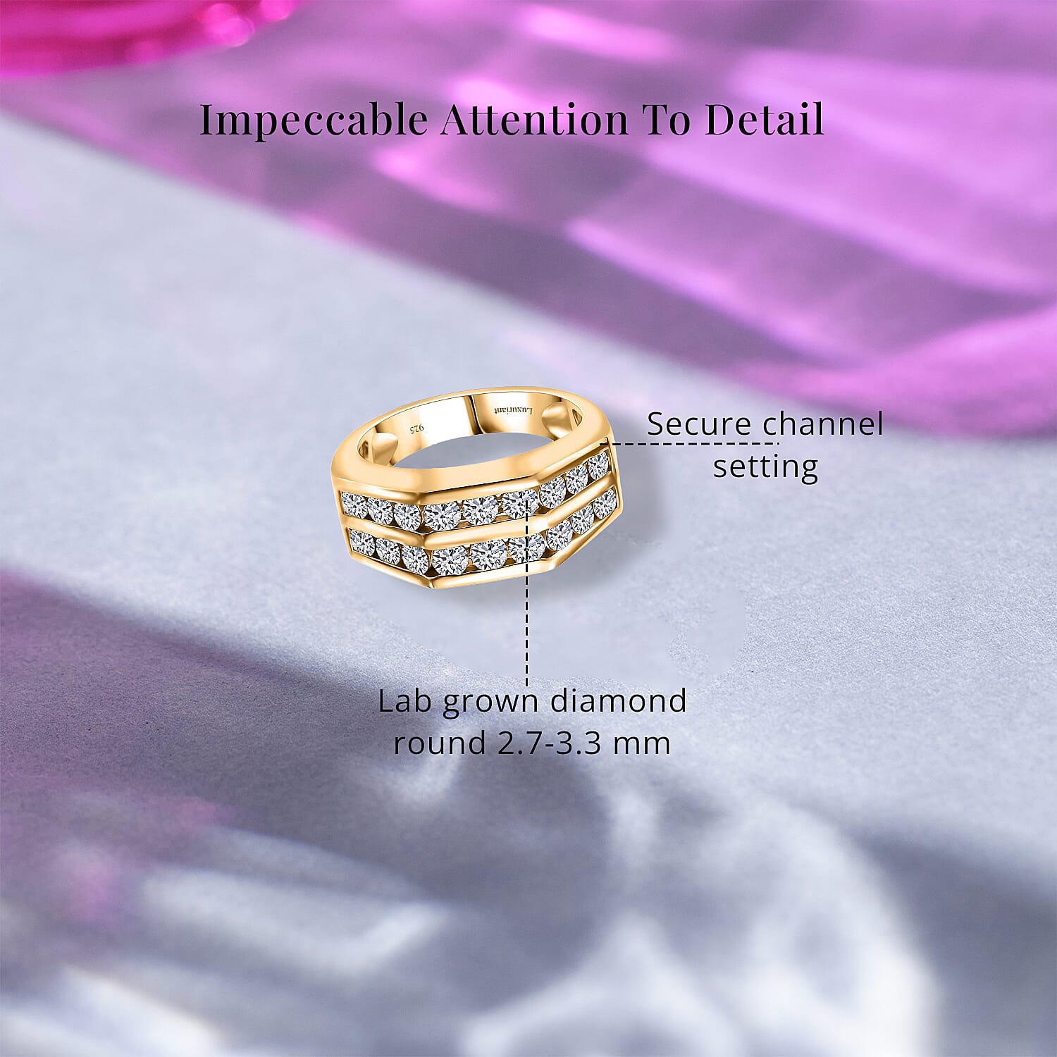 Luxuriant Lab Grown Diamond SI 2.00 ctw Men's Ring in 18K Vermeil Yellow Gold Over Sterling Silver (Size 10.0) (Del. in 12-15 Days)