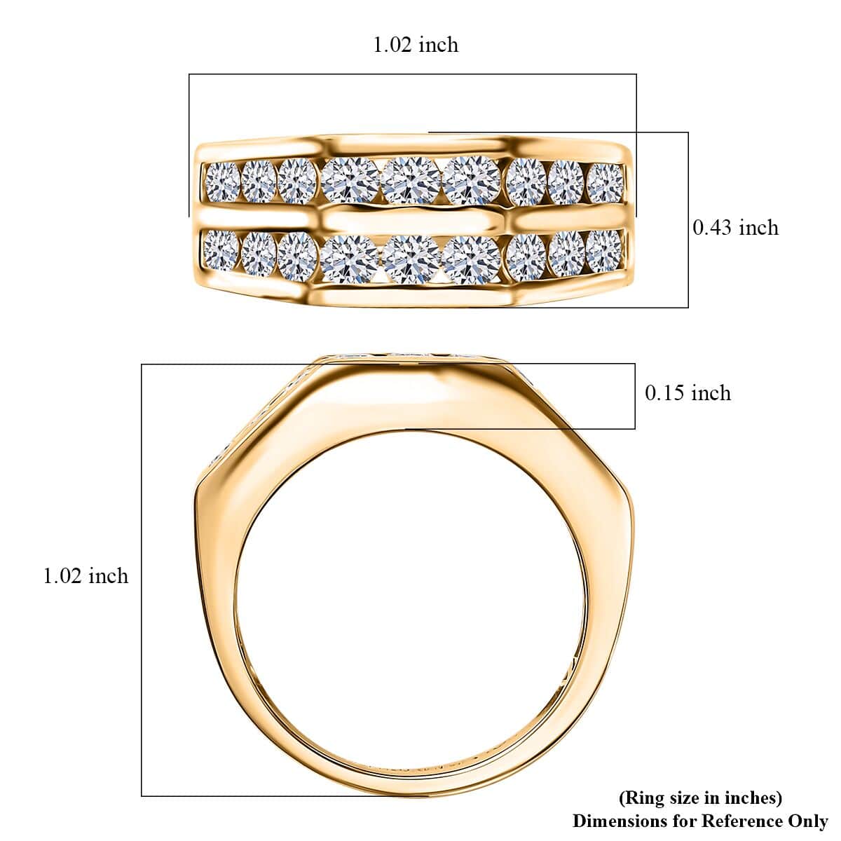 Luxuriant Lab Grown Diamond (SI) Men's Ring in 18K Vermeil YG Over Sterling Silver (Size 10.0) 2.00 ctw image number 5