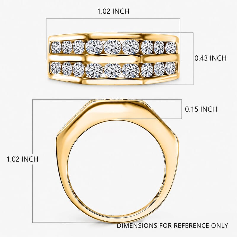 Luxuriant Lab Grown Diamond SI 2.00 ctw Men's Ring in 18K Vermeil Yellow Gold Over Sterling Silver (Size 10.0)