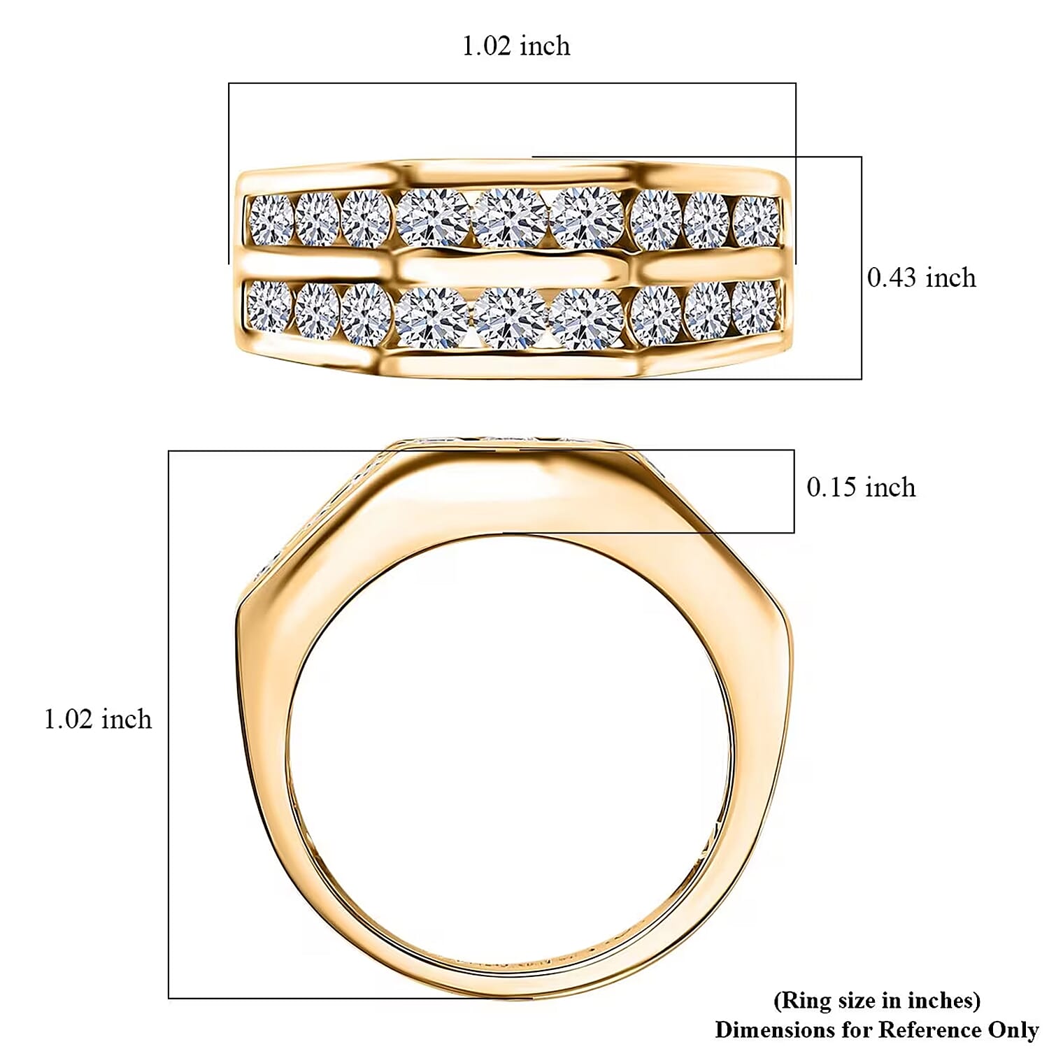 Luxuriant Lab Grown Diamond SI 2.00 ctw Men's Ring in 18K Vermeil Yellow Gold Over Sterling Silver (Size 10.0) (Del. in 12-15 Days)