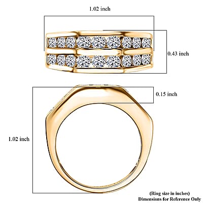 Luxuriant Lab Grown Diamond SI 2.00 ctw Men's Ring in 18K Vermeil Yellow Gold Over Sterling Silver (Size 10.0)