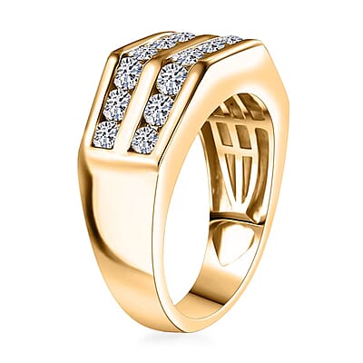 Luxuriant Lab Grown Diamond SI 2.00 ctw Men's Ring in 18K Vermeil Yellow Gold Over Sterling Silver (Size 10.0)