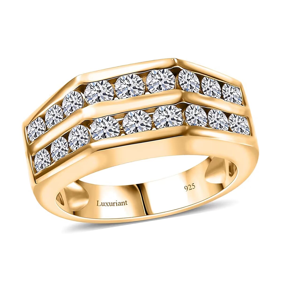 Luxuriant Lab Grown Diamond SI 2.00 ctw Men's Ring in 18K Vermeil Yellow Gold Over Sterling Silver (Size 13.0) (Del. in 12-15 Days) image number 0