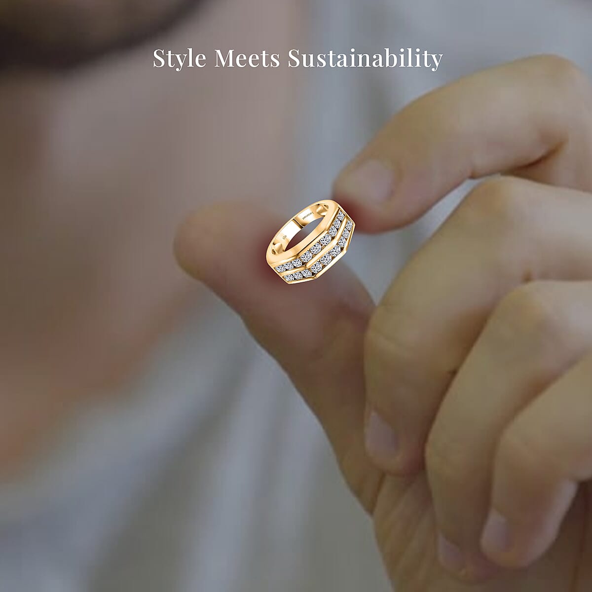 Luxuriant Lab Grown Diamond SI 2.00 ctw Men's Ring in 18K Vermeil Yellow Gold Over Sterling Silver (Size 13.0) (Del. in 12-15 Days) image number 5