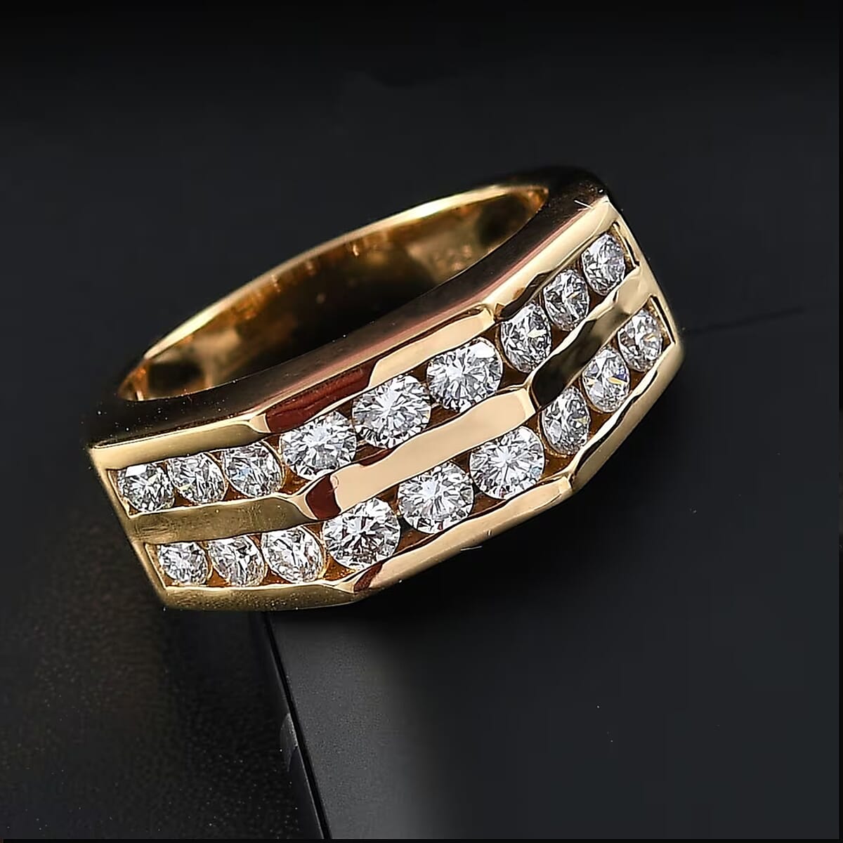 Luxuriant Lab Grown Diamond SI 2.00 ctw Men's Ring in 18K Vermeil Yellow Gold Over Sterling Silver (Size 13.0) (Del. in 12-15 Days) image number 8