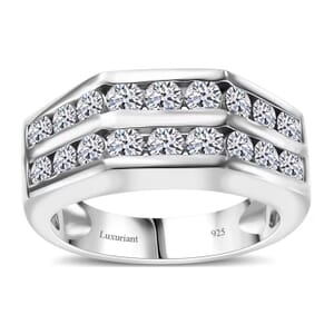 Luxuriant Lab Grown Diamond SI 2.00 ctw Men's Ring in Rhodium Over Sterling Silver (Size 10.0)
