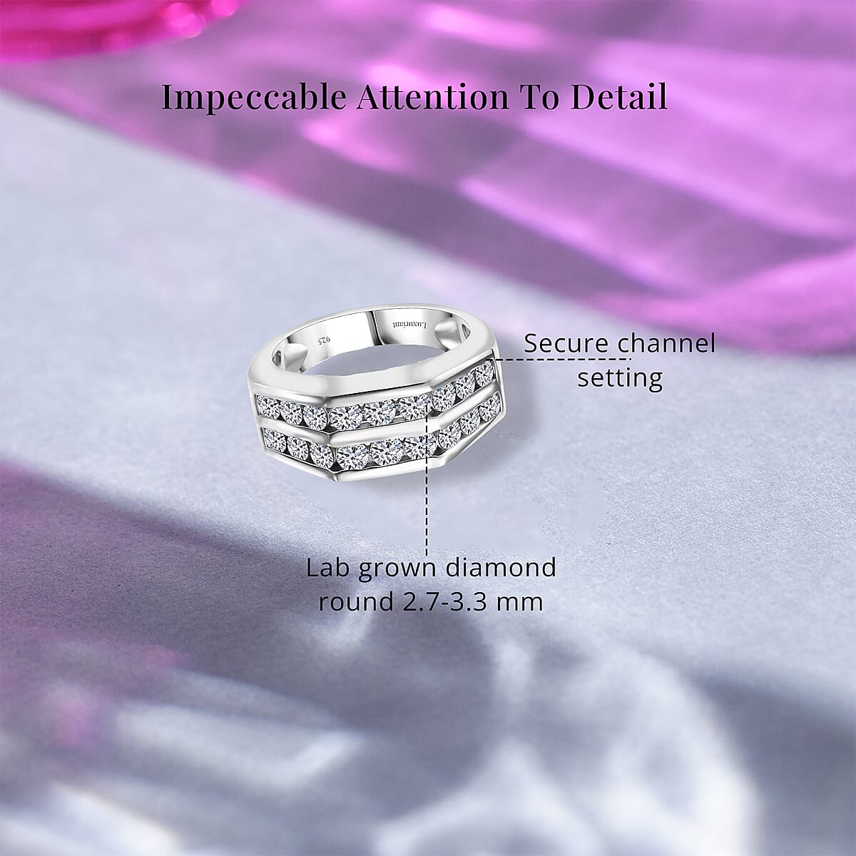 Luxuriant Lab Grown Diamond SI 2.00 ctw Men's Ring in Rhodium Over Sterling Silver (Size 11.0) (Del. in 10-12 Days) image number 5