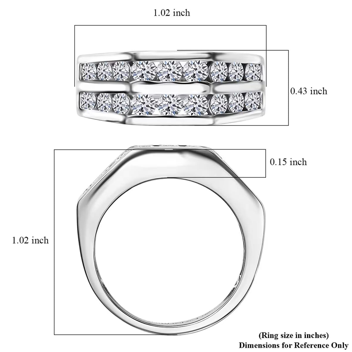 Luxuriant Lab Grown Diamond SI 2.00 ctw Men's Ring in Rhodium Over Sterling Silver (Size 11.0) (Del. in 10-12 Days) image number 8