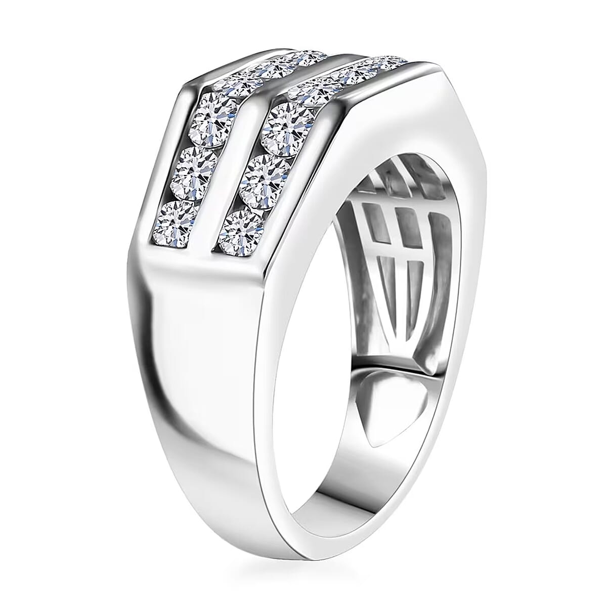 Luxuriant Lab Grown Diamond SI 2.00 ctw Men's Ring in Rhodium Over Sterling Silver (Size 13.0) image number 9