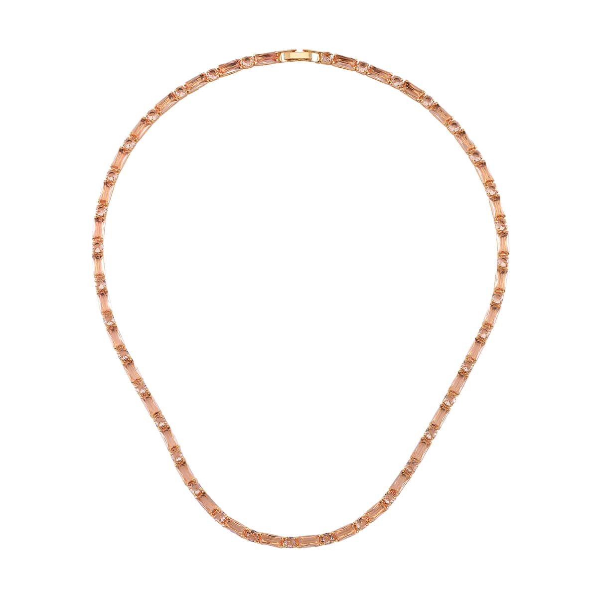 Doorbuster Simulated Champagne Diamond 50.00 ctw Tennis Necklace Goldtone 20 Inches image number 2