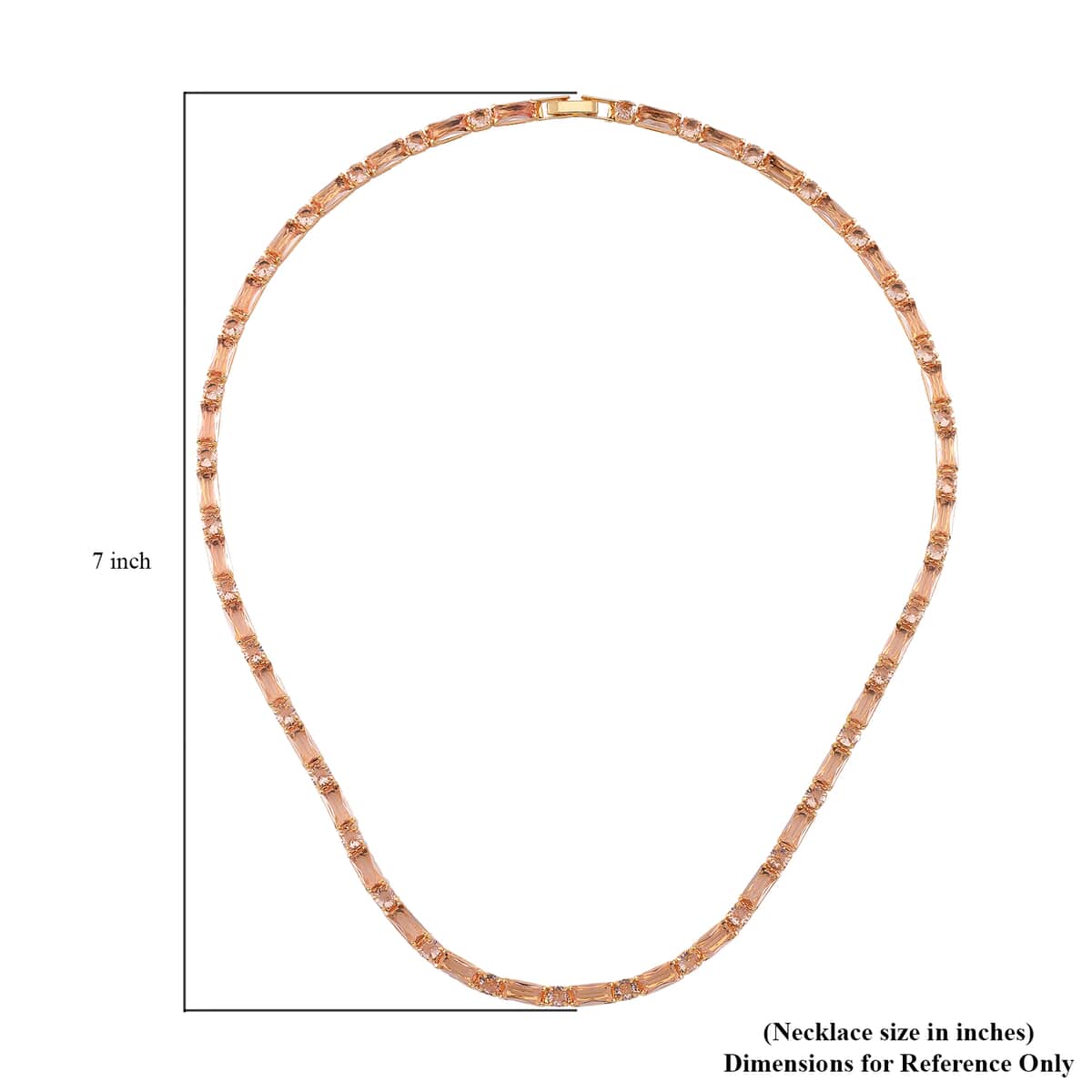 Doorbuster Simulated Champagne Diamond 50.00 ctw Tennis Necklace Goldtone 20 Inches image number 5