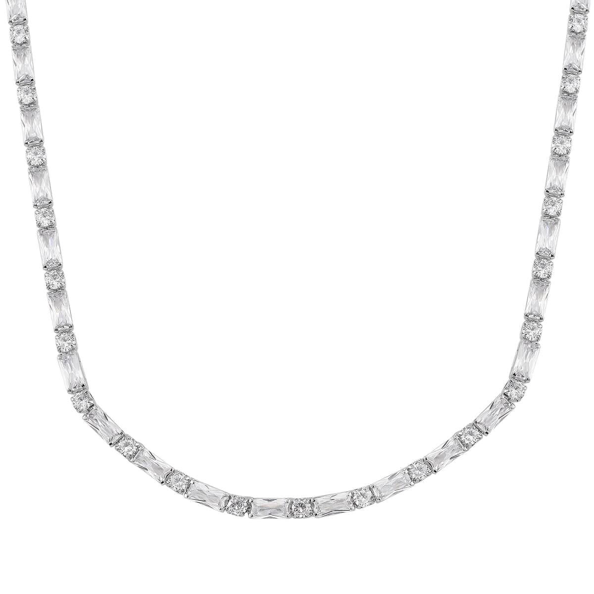 Doorbuster Simulated Diamond 50.00 ctw Tennis Necklace in Silvertone 20 Inches image number 0