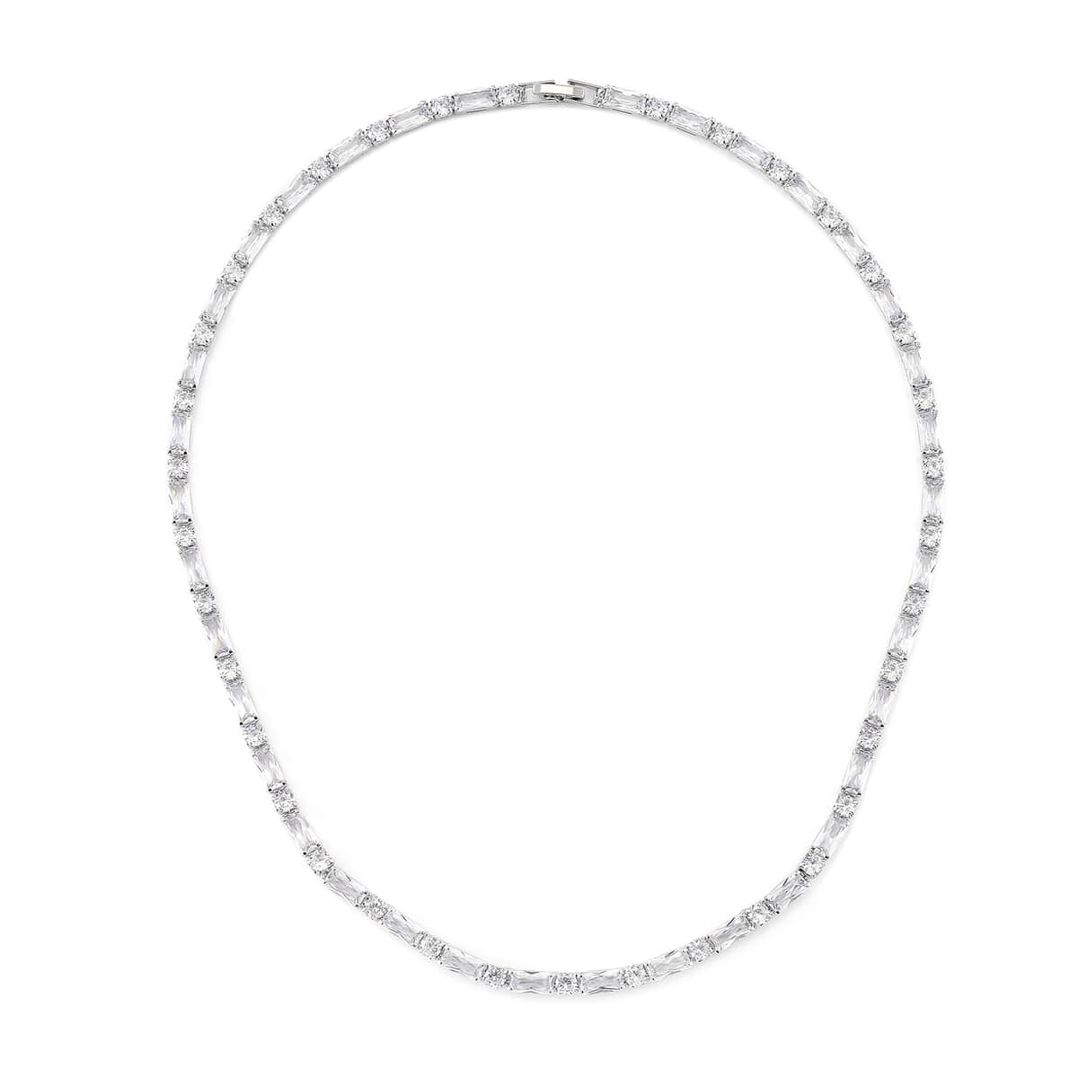 Doorbuster Simulated Diamond 50.00 ctw Tennis Necklace in Silvertone 20 Inches image number 2