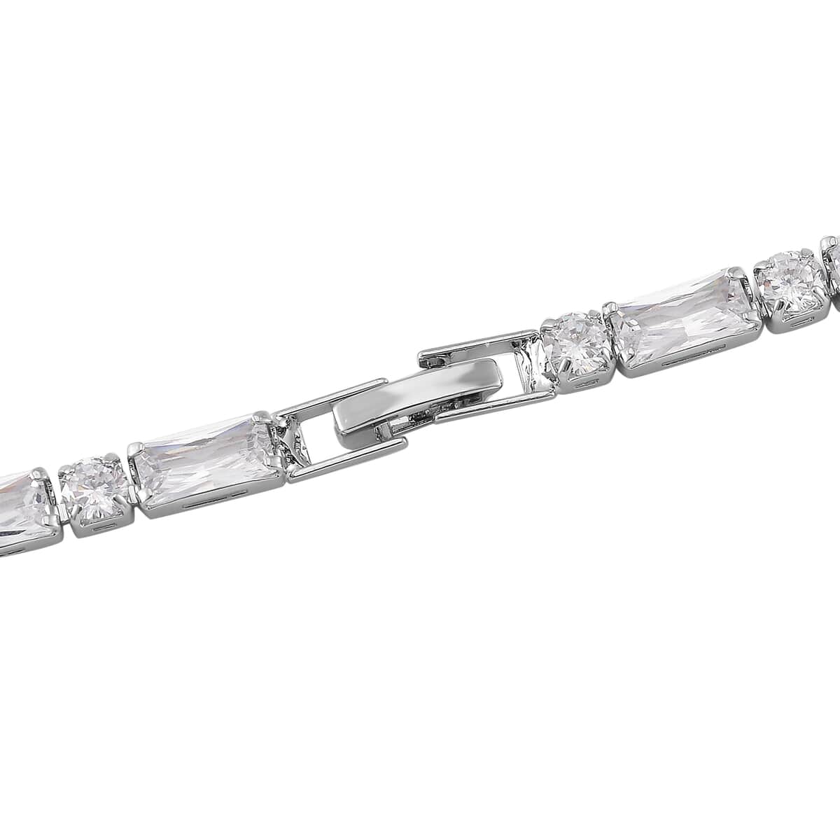 Doorbuster Simulated Diamond 50.00 ctw Tennis Necklace in Silvertone 20 Inches image number 4