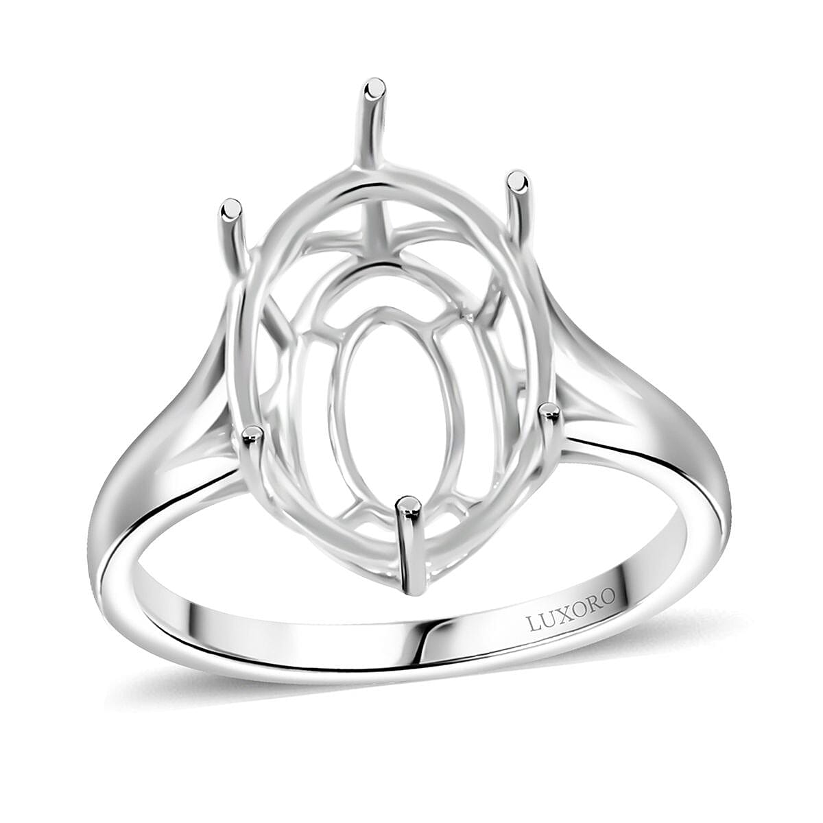 Luxoro 10K White Gold Mounting Ring (Size 10.0) (Ovl 14x10 mm) (2.89 g)