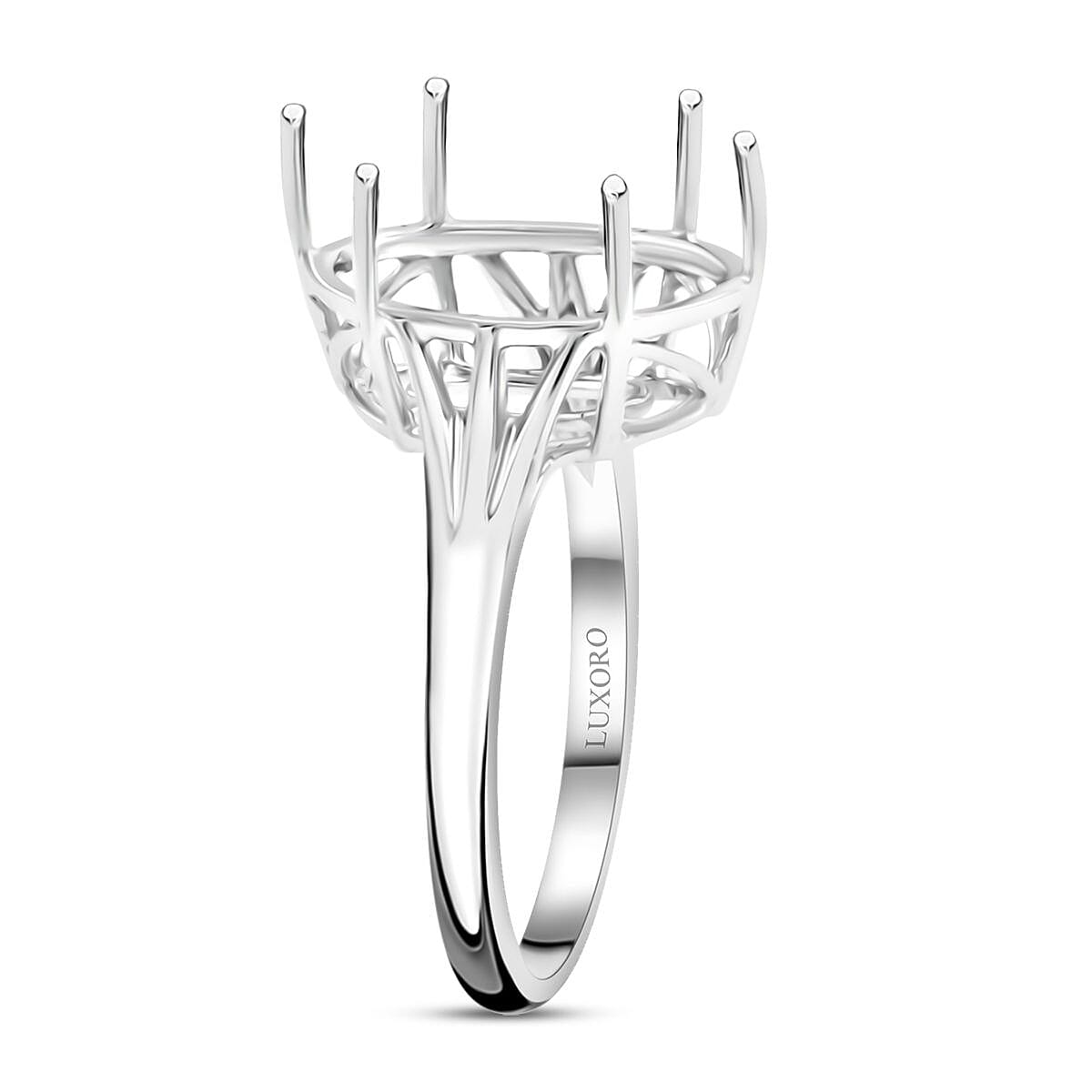 Luxoro 10K White Gold Mounting Ring (Size 10.0) (Ovl 14x10 mm) (2.89 g)