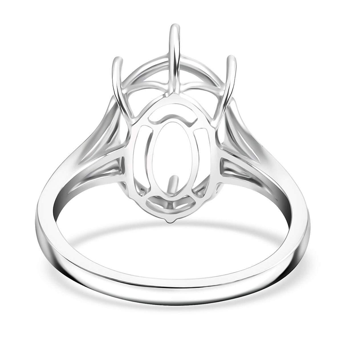 Luxoro 10K White Gold Mounting Ring (Size 10.0) (Ovl 14x10 mm) (2.89 g)