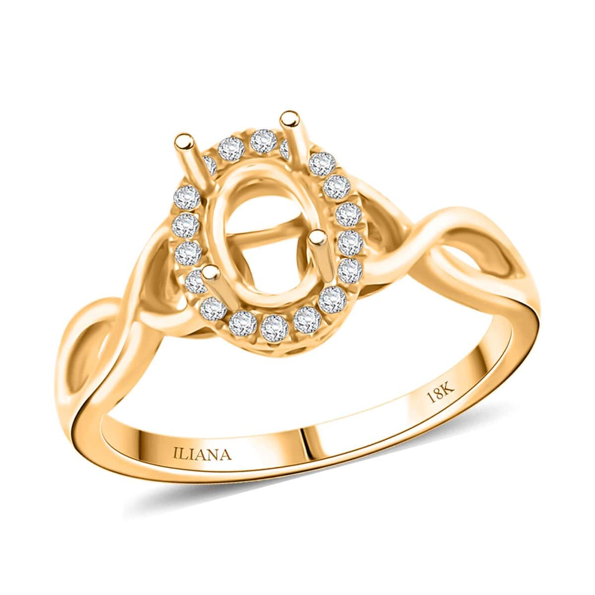 Iliana 18K Yellow Gold Diamond G-H, SI Mounting Ring (Size 10.0) (Ovl 7x5 mm) 0.15 ctw image number 0