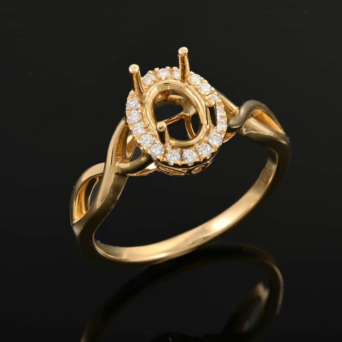 Iliana 18K Yellow Gold Diamond G-H, SI Mounting Ring (Size 10.0) (Ovl 7x5 mm) 0.15 ctw image number 1