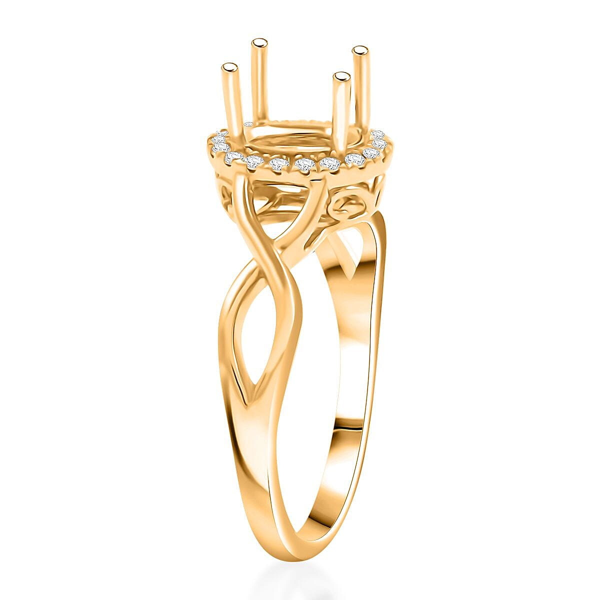 Iliana 18K Yellow Gold Diamond G-H, SI Mounting Ring (Size 10.0) (Ovl 7x5 mm) 0.15 ctw