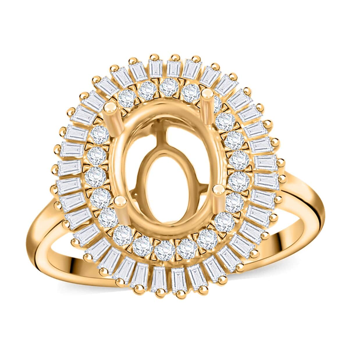 Iliana 18K Yellow Gold Diamond G-H SI Mounting Ring (Size 10.0) (Oval 9x7mm) 0.74 ctw image number 0