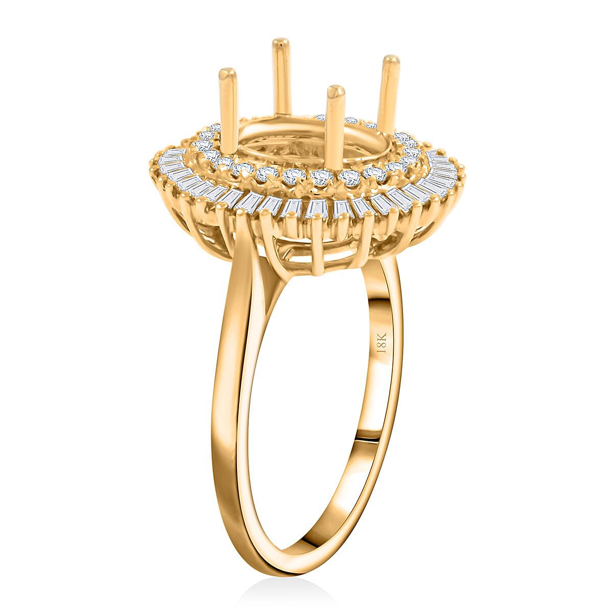 Iliana 18K Yellow Gold Diamond G-H SI Mounting Ring (Size 10.0) (Oval 9x7mm) 0.74 ctw