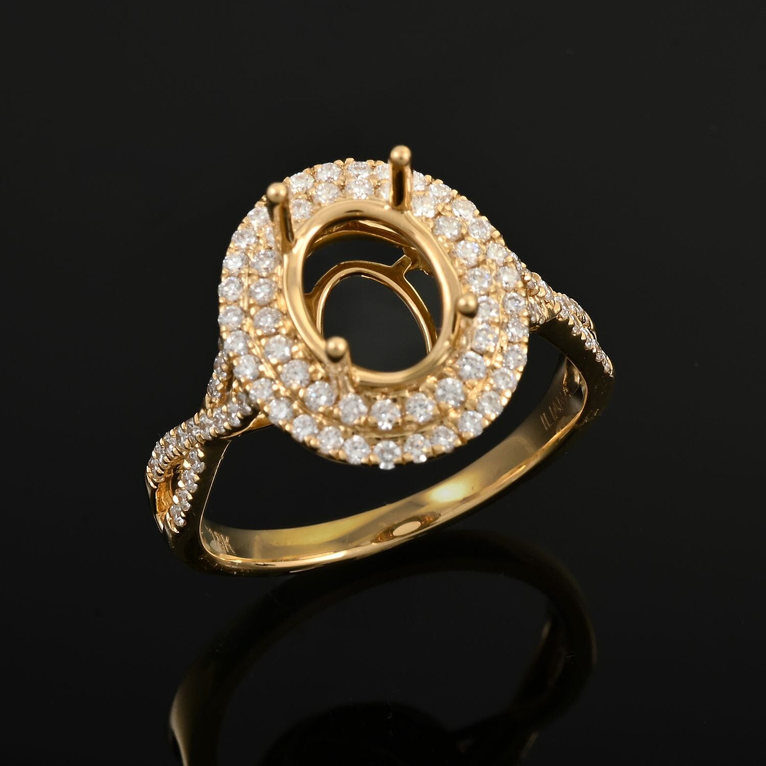 Iliana 18K Yellow Gold Diamond G-H SI Mounting Ring (Size 10.0) (Oval 9x7mm) 0.53 ctw