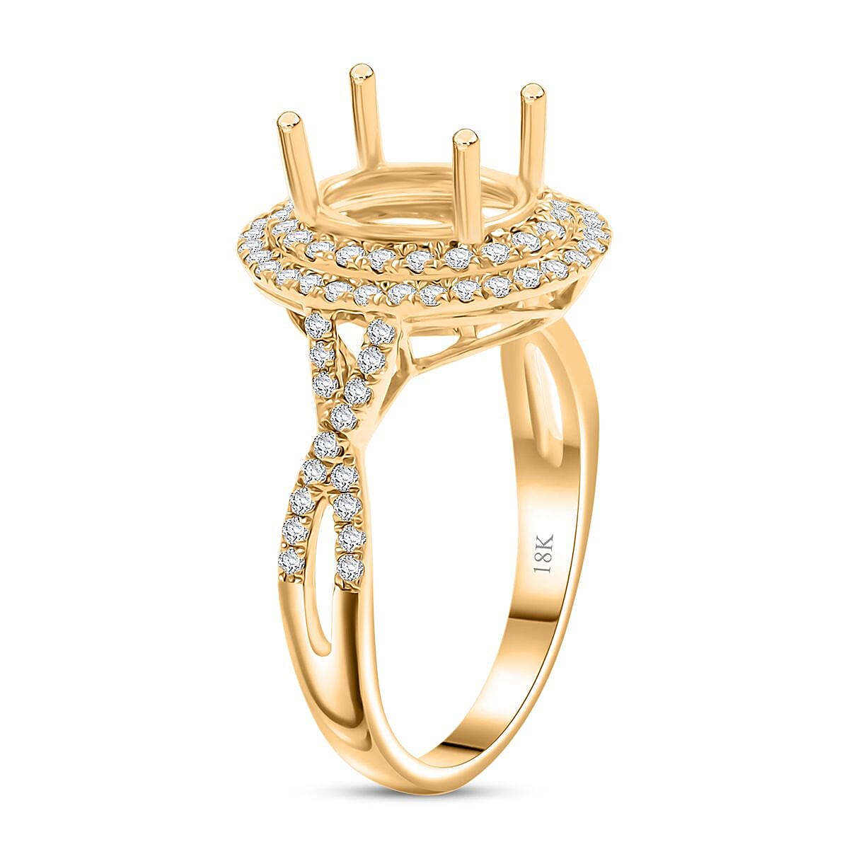 Iliana 18K Yellow Gold Diamond G-H SI Mounting Ring (Size 10.0) (Oval 9x7mm) 0.53 ctw