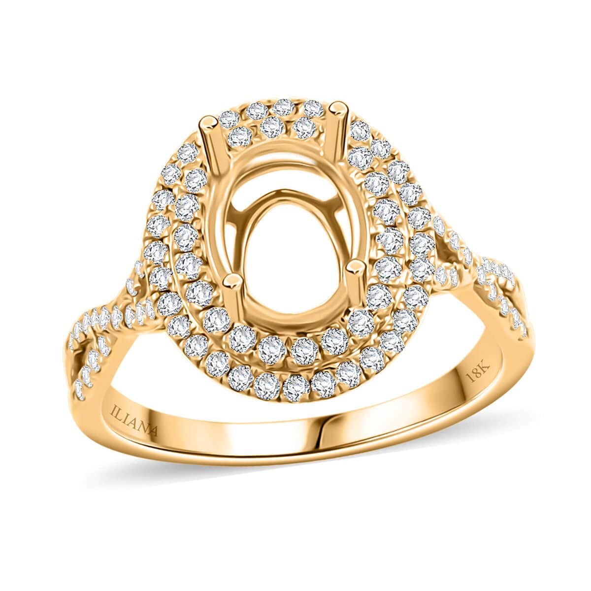 Iliana 18K Yellow Gold Diamond G-H SI Mounting Ring (Size 6.0) (Oval 9x7mm) 0.53 ctw image number 0