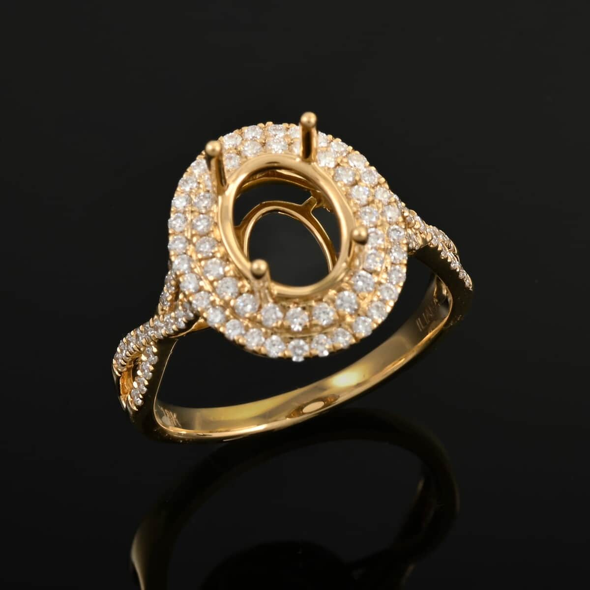 Iliana 18K Yellow Gold Diamond G-H SI Mounting Ring (Size 6.0) (Oval 9x7mm) 0.53 ctw image number 1