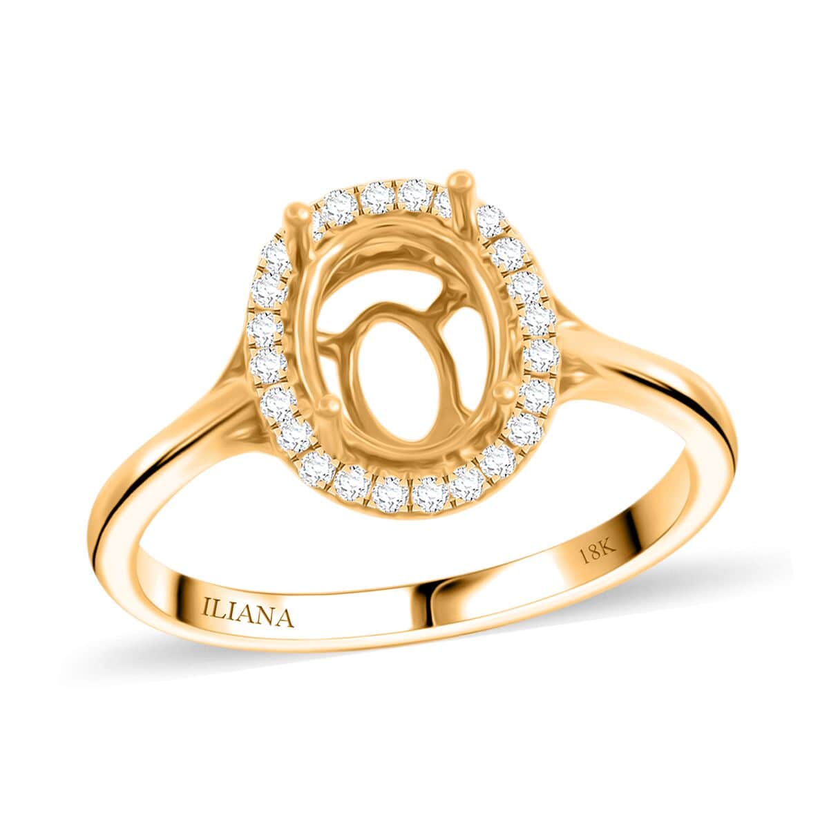 Iliana 18K Yellow Gold Diamond G-H SI Mounting Ring (Size 10.0) (Oval 9x7mm) 0.19 ctw image number 0