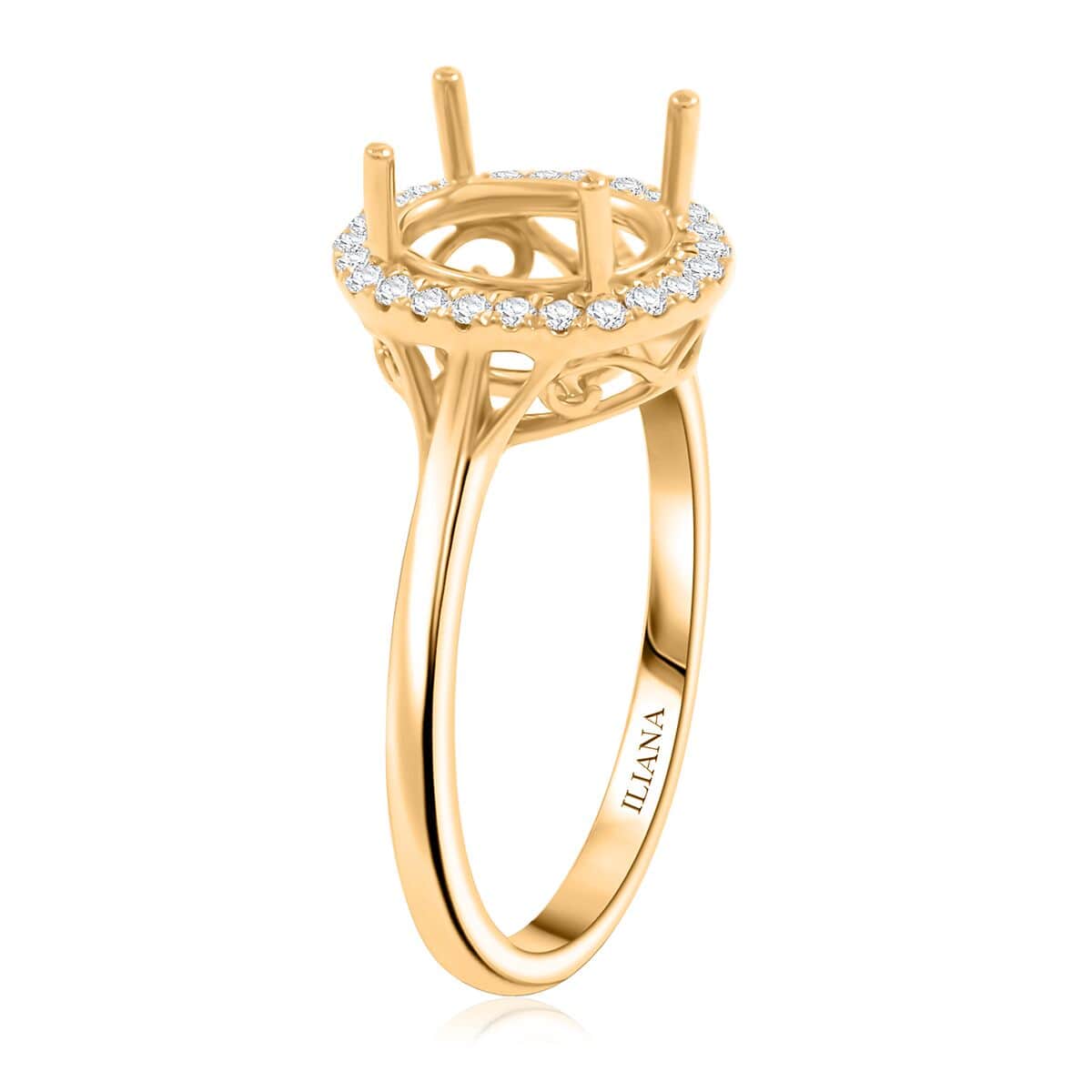 Iliana 18K Yellow Gold Diamond G-H SI Mounting Ring (Size 10.0) (Oval 9x7mm) 0.19 ctw image number 2