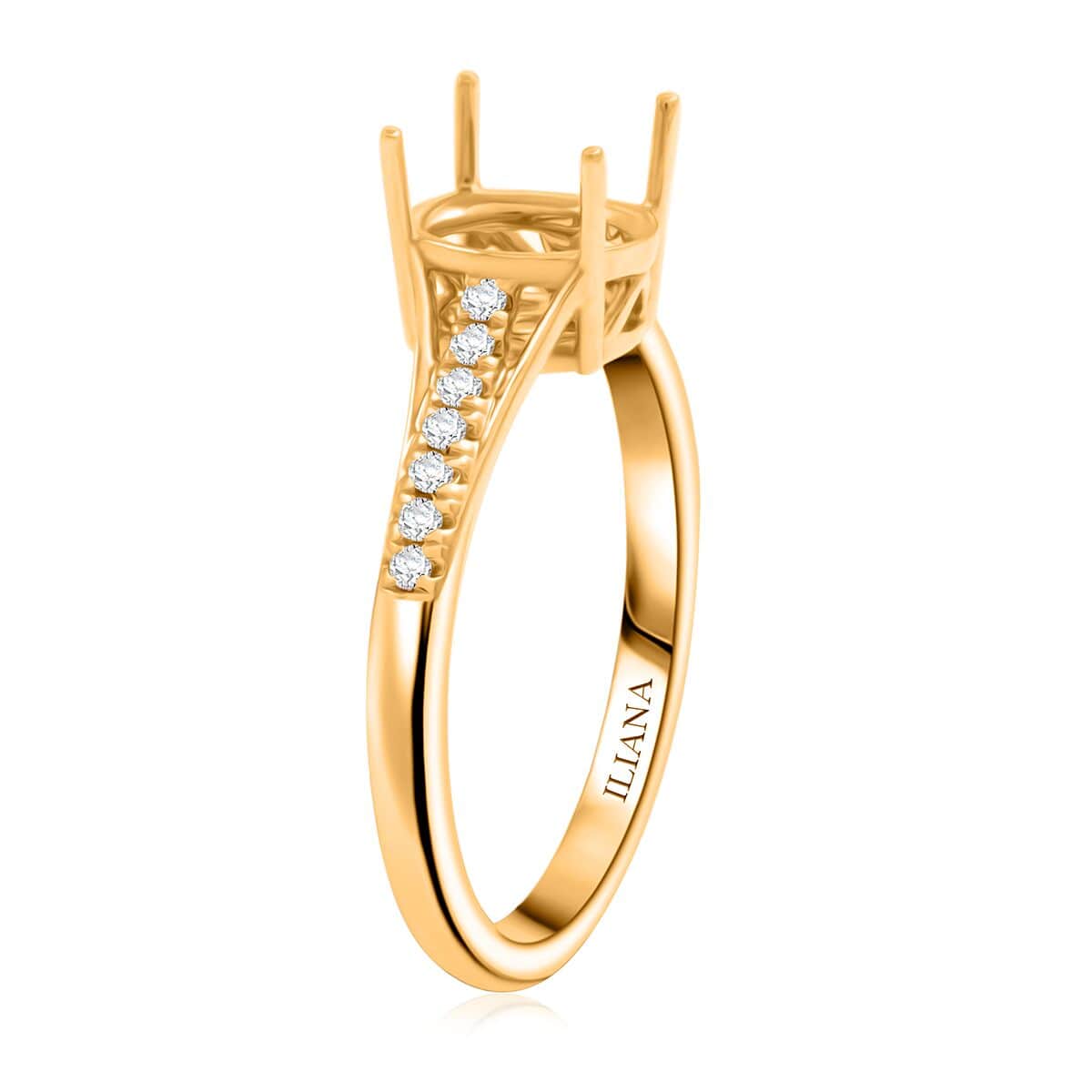 Iliana 18K Yellow Gold Diamond G-H SI Mounting Ring (Size 7.0) (Oval 8x6mm) 0.11 ctw image number 2