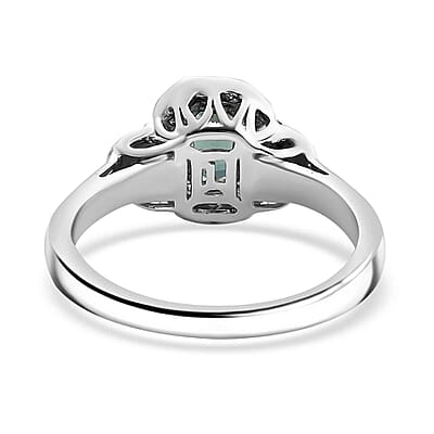 Certified & Appraised Luxoro 14K White Gold AAA Pirineu Lagoon Tourmaline, Diamond (I2) (0.25 cts) Ring (Size 10.0) 1.08 ctw