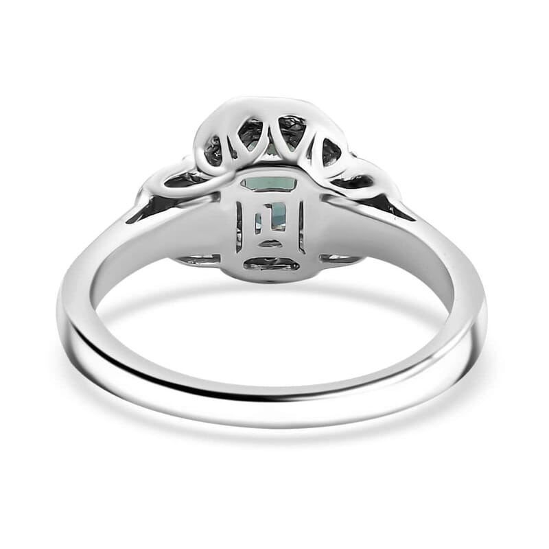 Certified & Appraised Luxoro 14K White Gold AAA Pirineu Lagoon Tourmaline, Diamond (I2) (0.25 cts) Ring (Size 10.0) 1.08 ctw