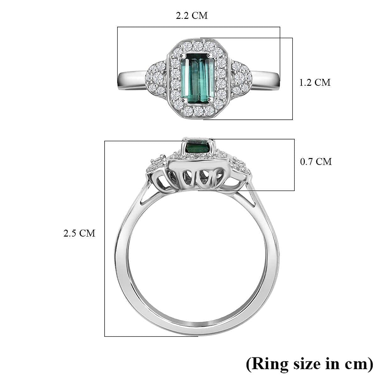 Certified & Appraised Luxoro 14K White Gold AAA Pirineu Lagoon Tourmaline, Diamond (I2) (0.25 cts) Ring (Size 11.0) 1.08 ctw image number 5