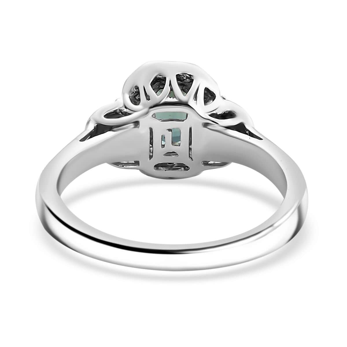 Certified & Appraised Luxoro AAA Pirineu Lagoon Tourmaline and I2 Diamond 1.08 ctw Ring in 14K White Gold (Size 6.0) image number 4