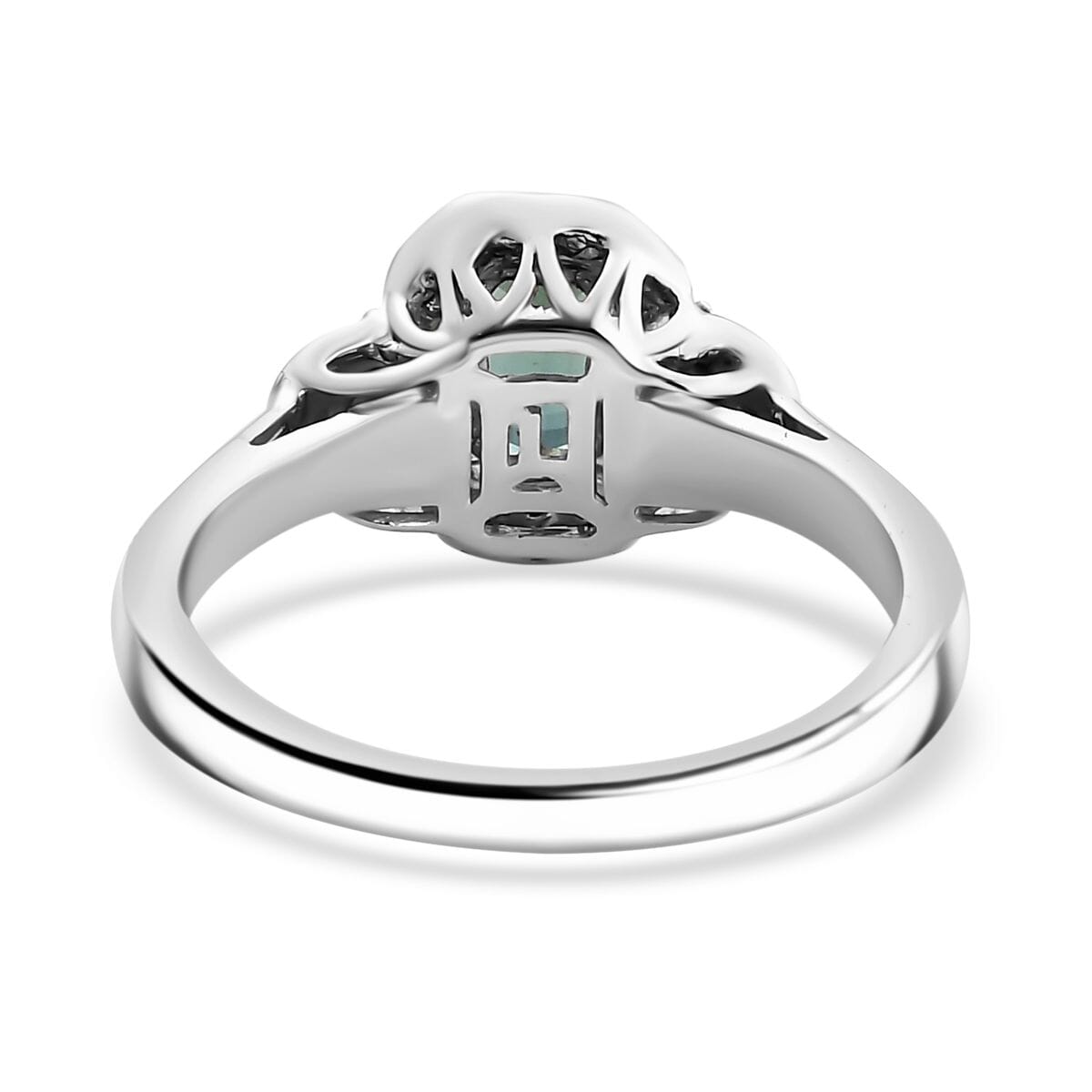Certified & Appraised Luxoro AAA Pirineu Lagoon Tourmaline and I2 Diamond 1.08 ctw Ring in 14K White Gold (Size 7.0) image number 4